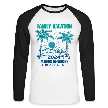 Les vacances en famille 2024 créent des souvenirs - T-shirt baseball manches longues Homme - blanc/noir - Devant - Nik (191cm)
