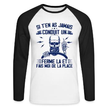 Camion | transport routier citation homme - T-shirt baseball manches longues Homme - blanc/noir - Devant - Nik (191cm)
