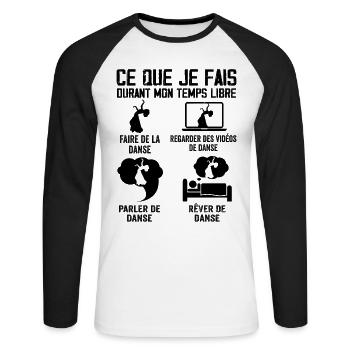 Ce que je fais durant mon temps libre danse - T-shirt baseball manches longues Homme - blanc/noir - Devant - Nik (191cm)