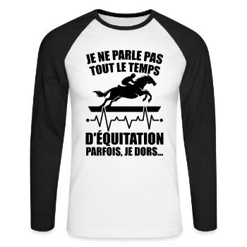 Je Ne Parle Pas Toujours D'équitation Aime Cheval - T-shirt baseball manches longues Homme - blanc/noir - Devant - Nik (191cm)