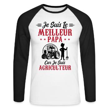 I'm the best dad because I'm a farmer - Unisex Long Sleeve Baseball T-Shirt - white/black - Front - Nik (191cm)