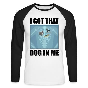 I Got that Dog in Me Xray Meme Funny - T-shirt baseball manches longues Homme - blanc/noir - Devant - Nik (191cm)