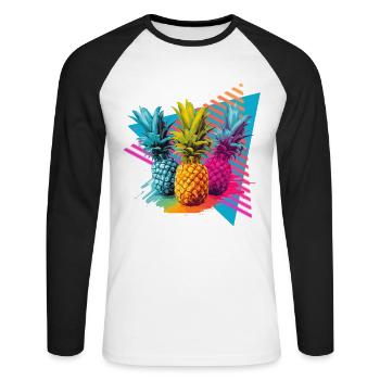 Colorful Pineapple Splash of Paint Splashes - Unisex Long Sleeve Baseball T-Shirt - white/black - Front - Nik (191cm)