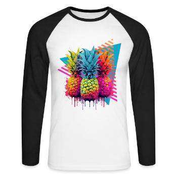 Colorful Pineapple Splash of Paint Splashes - Unisex Long Sleeve Baseball T-Shirt - white/black - Front - Nik (191cm)