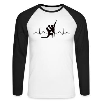 Ballett Tänzer Herzschlag Ekg Ballerina - Unisex Baseballshirt langarm - Weiß/Schwarz - Vorne - Nik (191cm)