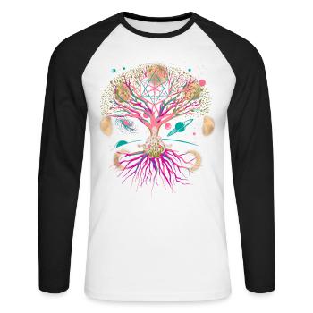 Moon Tree Meditation Meditate Universe Fantasy - Unisex Long Sleeve Baseball T-Shirt - white/black - Front - Nik (191cm)