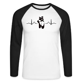 Ballett Tänzer Herzschlag Ekg Ballerina - Unisex Baseballshirt langarm - Weiß/Schwarz - Vorne - Nik (191cm)