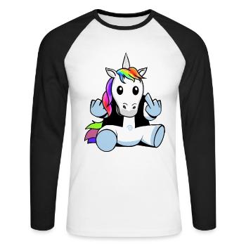 Mythical Creature Fable Unicorn Teenager Teenager - Unisex Long Sleeve Baseball T-Shirt - white/black - Front - Nik (191cm)