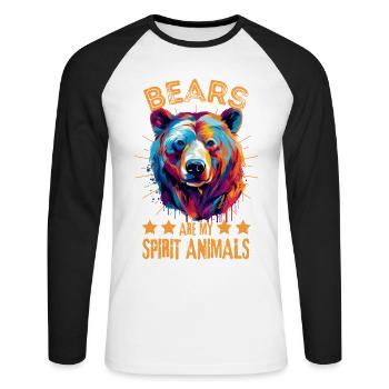 Colorful bear paint blobs paint splashes - Unisex Long Sleeve Baseball T-Shirt - white/black - Front - Nik (191cm)