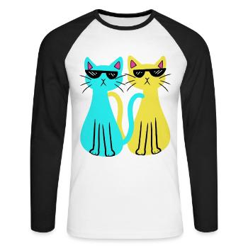 Ukraine Hauskatzen Katze Tierfreund Kind Meme Tier - Unisex Baseballshirt langarm - Weiß/Schwarz - Vorne - Nik (191cm)