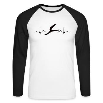 Danseuse de ballet Battement de cœur ECG Ballerine - T-shirt baseball manches longues Homme - blanc/noir - Devant - Nik (191cm)