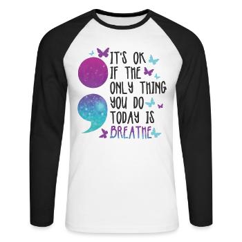 Suicide Prevention Awareness - Unisex Long Sleeve Baseball T-Shirt - white/black - Front - Nik (191cm)