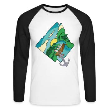 Oma Huhn Boot Bach runter Fantasy Geflügel Ausflug - Unisex Baseballshirt langarm - Weiß/Schwarz - Vorne - Nik (191cm)