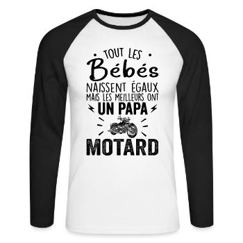 Babies Equal Best Have a Biker Dad - Unisex Long Sleeve Baseball T-Shirt - white/black - Front - Nik (191cm)
