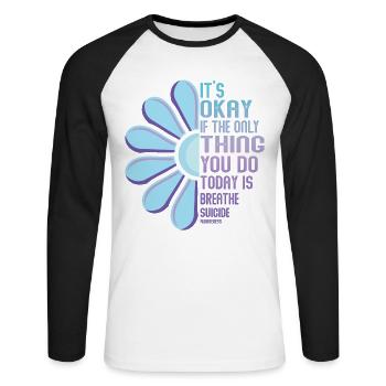 Guerrier de la santé mentale violet et turquoise - T-shirt baseball manches longues Homme - blanc/noir - Devant - Nik (191cm)