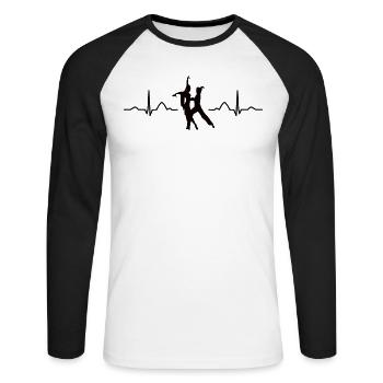 Couple de danse latine Danseur de battement de cœur - T-shirt baseball manches longues Homme - blanc/noir - Devant - Nik (191cm)