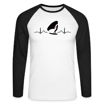 Flügel Surfer Wingsurfing Retro Folie Flügel - Unisex Baseballshirt langarm - Weiß/Schwarz - Vorne - Nik (191cm)