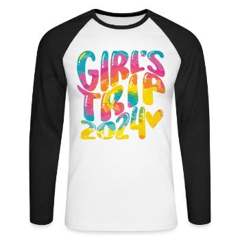 Week-end Filles Femmes Voyage Filles 2024 - T-shirt baseball manches longues Homme - blanc/noir - Devant - Nik (191cm)