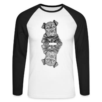 OLD ENGLISH BULLDOG Dog Dogs Bulldog - Unisex Long Sleeve Baseball T-Shirt - white/black - Front - Nik (191cm)