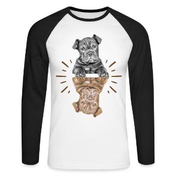 OLD ENGLISH BULLDOG Dog Dogs Bulldog - Unisex Long Sleeve Baseball T-Shirt - white/black - Front - Nik (191cm)