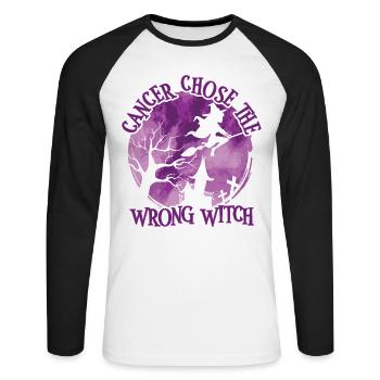 Cancer Witch Plum Honor soignant Cancer - T-shirt baseball manches longues Homme - blanc/noir - Devant - Nik (191cm)