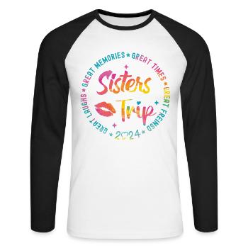 Great Laughs Sisters Trip 2024 - Unisex Long Sleeve Baseball T-Shirt - white/black - Front - Nik (191cm)