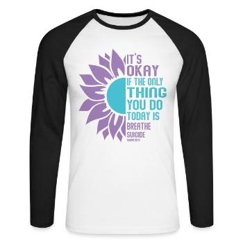 Suicide Prevention Awareness - Unisex Long Sleeve Baseball T-Shirt - white/black - Front - Nik (191cm)