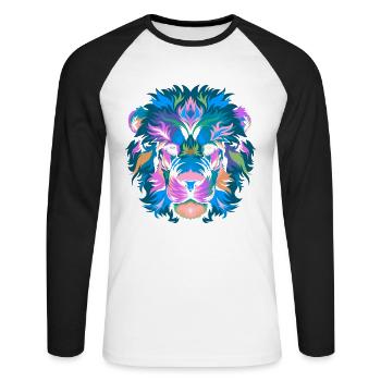 Lion Lion Tête de lion - T-shirt baseball manches longues Homme - blanc/noir - Devant - Nik (191cm)