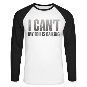 Wing Surfer Wingsurfing Retro Foil Wing - Unisex Long Sleeve Baseball T-Shirt - white/black - Front - Nik (191cm)