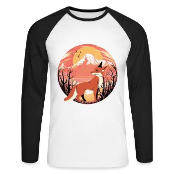 Fuchs Füchse Wildnis - Unisex Baseballshirt langarm - Weiß/Schwarz - Vorne - Nik (191cm)