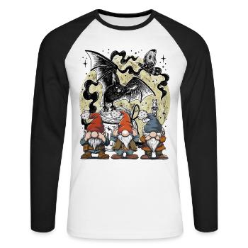 Bat Witching Hour Dwarves Magic Fairy Tale - Unisex Long Sleeve Baseball T-Shirt - white/black - Front - Nik (191cm)
