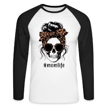 Cool Mom Life Skull Fête des mères - T-shirt baseball manches longues Homme - blanc/noir - Devant - Nik (191cm)