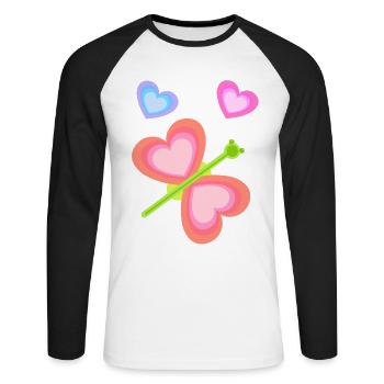 Baby Kleinkind Frühling Schmetterling Herzen 80er - Unisex Baseballshirt langarm - Weiß/Schwarz - Vorne - Nik (191cm)