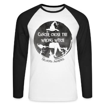 Cancer Chose The Wring Witch Hautkrebs - Unisex Baseballshirt langarm - Weiß/Schwarz - Vorne - Nik (191cm)