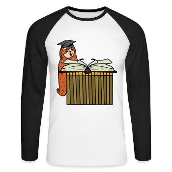 Sloth Student Study Book Student School - Unisex Long Sleeve Baseball T-Shirt - white/black - Front - Nik (191cm)
