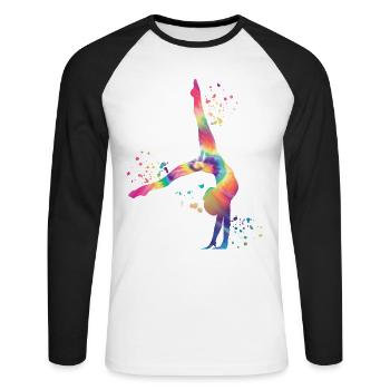 Gymnastin Mit Floor Rhythmische Gymnastik - Unisex Baseballshirt langarm - Weiß/Schwarz - Vorne - Nik (191cm)