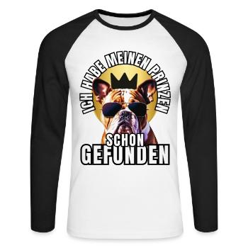 PRINCES FOUND - BULLDOG chien CHIENS - T-shirt baseball manches longues Homme - blanc/noir - Devant - Nik (191cm)