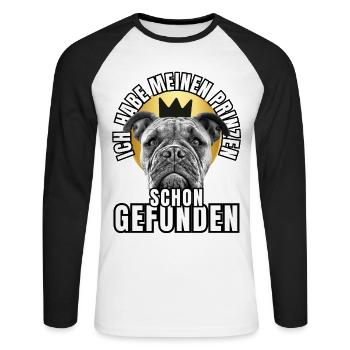 PRINCES FOUND - BULLDOG chien CHIENS - T-shirt baseball manches longues Homme - blanc/noir - Devant - Nik (191cm)