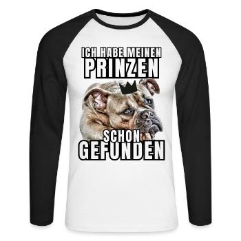PRINCES FOUND - BULLDOG chien CHIENS - T-shirt baseball manches longues Homme - blanc/noir - Devant - Nik (191cm)