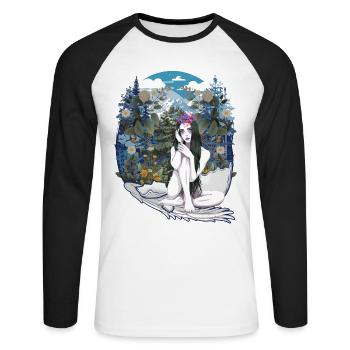Elf Fairy Nature Fantasy Eggshell Woodland Vintage - Unisex Long Sleeve Baseball T-Shirt - white/black - Front - Nik (191cm)