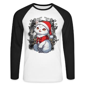 Cat, Fairy Tale, Fairy Tale Character, Cats, Cat, Child - Unisex Long Sleeve Baseball T-Shirt - white/black - Front - Nik (191cm)