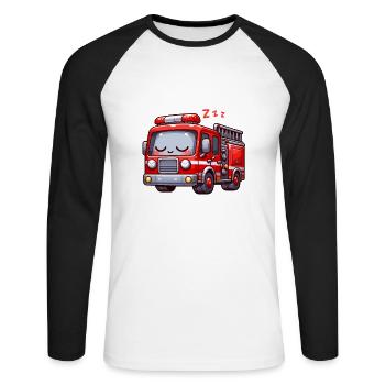 Lieblings Schlafshirt Feuerwehr Jungen Kinder - Unisex Baseballshirt langarm - Weiß/Schwarz - Vorne - Nik (191cm)