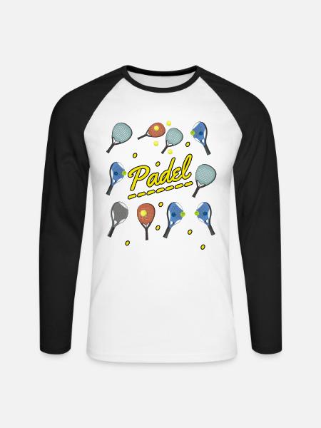 Padel und Schläger - Unisex Baseballshirt langarm - Weiß/Schwarz