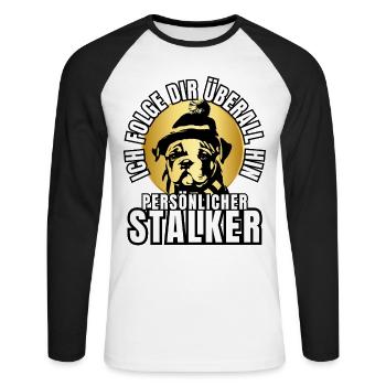 PERSONAL STALKER BULLDOG DOG DOGS - Unisex Long Sleeve Baseball T-Shirt - white/black - Front - Nik (191cm)