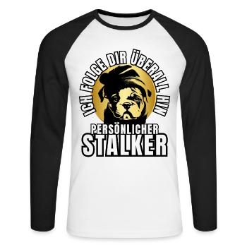 CHIEN DE CHASSE PERSONNEL CHIEN BOULEDOGUE - T-shirt baseball manches longues Homme - blanc/noir - Devant - Nik (191cm)