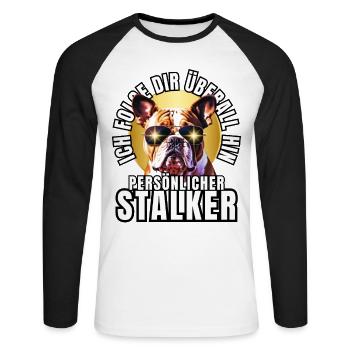 PERSONAL STALKER BULLDOG DOG DOGS - Unisex Long Sleeve Baseball T-Shirt - white/black - Front - Nik (191cm)