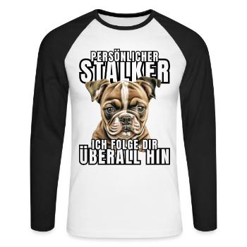 PERSÖNLICHER STALKER BULLDOGGE Hund HUNDE - Unisex Baseballshirt langarm - Weiß/Schwarz - Vorne - Nik (191cm)