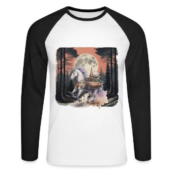 Unicorn Technique Machine Unicorns Whale - Unisex Long Sleeve Baseball T-Shirt - white/black - Front - Nik (191cm)