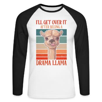 Drama Llama I'll Get Over It Alpaca - Unisex Long Sleeve Baseball T-Shirt - white/black - Front - Nik (191cm)