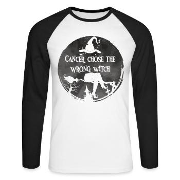 Cancer Chose The Wring Witch Hautkrebs - Unisex Baseballshirt langarm - Weiß/Schwarz - Vorne - Nik (191cm)